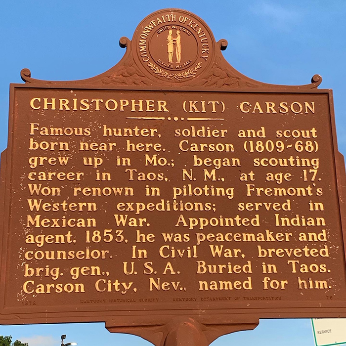 Historic plaque for Christopher (Kit) Carson